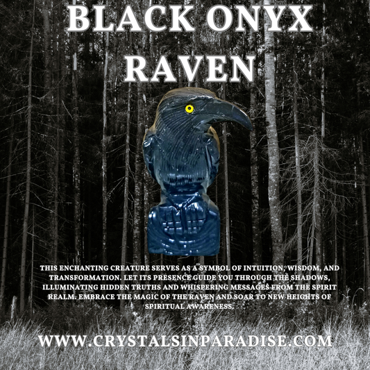 The Raven Sculpture in Black Onyx: A Symbol of Mystery, Transformation, and Protection