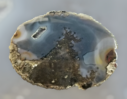 Amazing Blue Agate Slice with a bit of Druzy #3