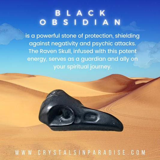 Black Obsidian Raven Skull