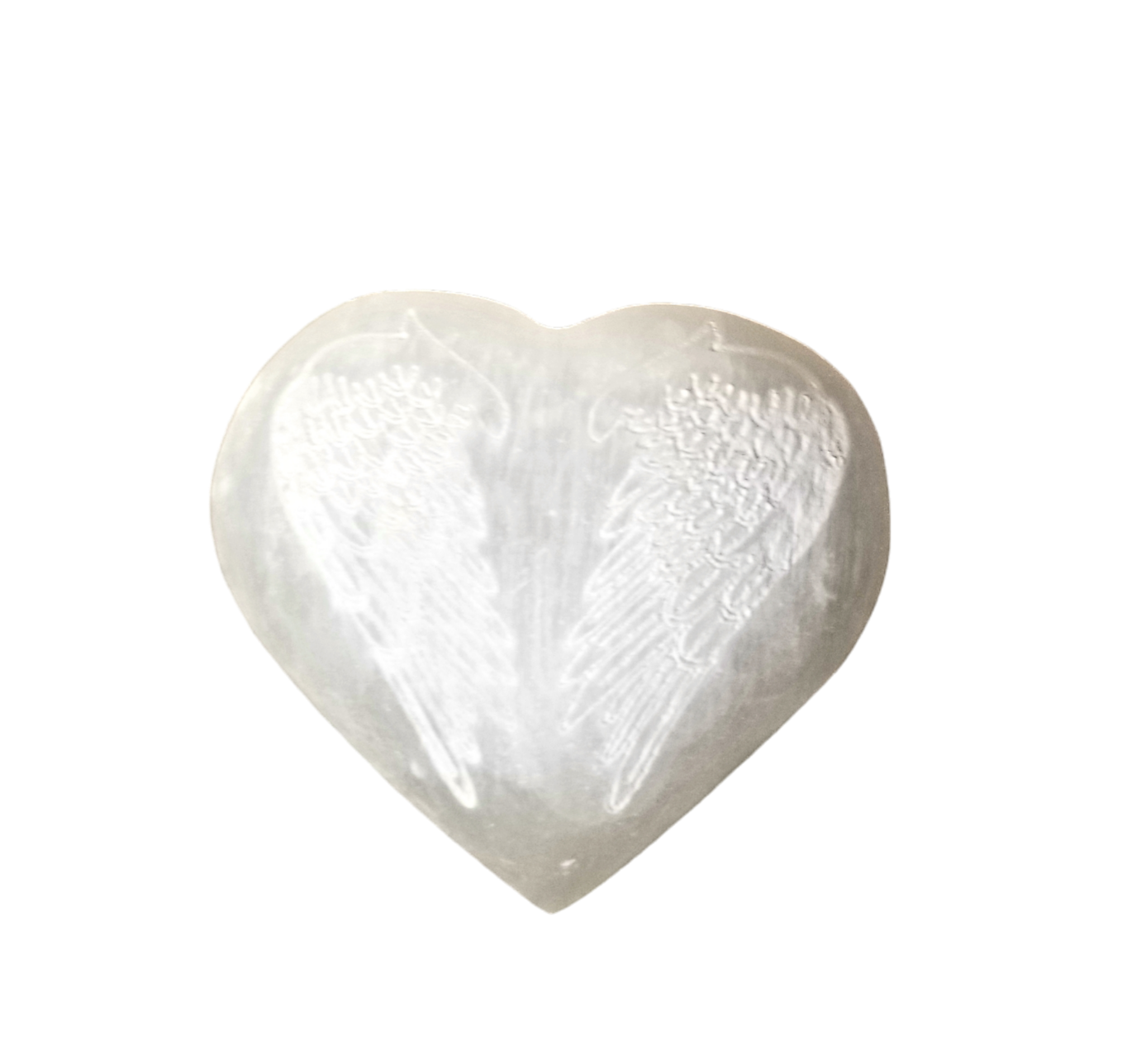 Selenite Heart with Wings engraved
